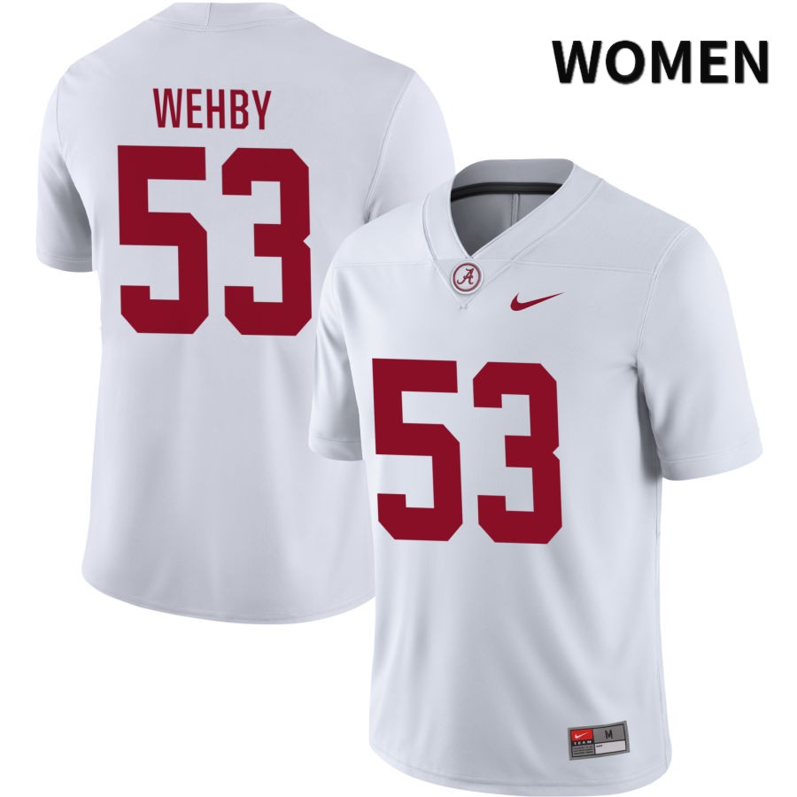 Alabama Crimson Tide Women's Kade Wehby #53 NIL White 2022 NCAA Authentic Stitched College Football Jersey OX16B18KP
